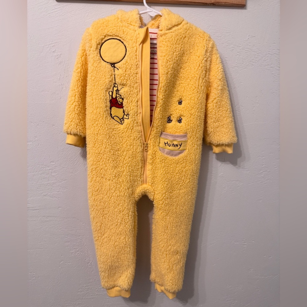 Disney Pooh Bear Little Sleepies Sherpa One Piece Outerwear 18-24 Romper - Picture 9 of 9
